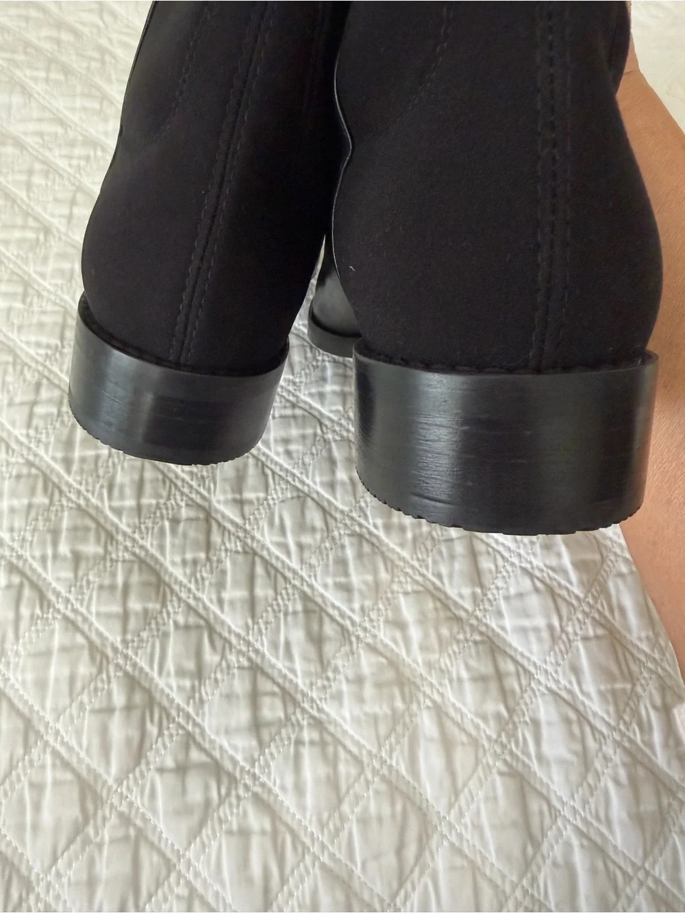 Stuart Weitzman Black Leather & Stretch Over-the-Knee Boots. 5050 Best Seller